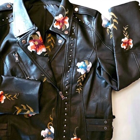 Black Leather Jacket  l Studded l XL l New - Picture 6 of 10